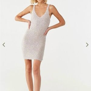 Forever 21 Nude & Silver Knit Bodycon Dress (S)